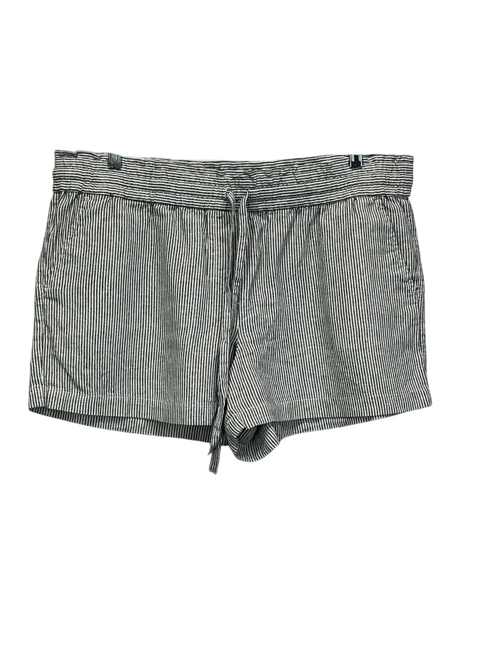 Ann Taylor Loft Outlet Linen Blend Shorts Women XL Gray White Ticking Lagenlook